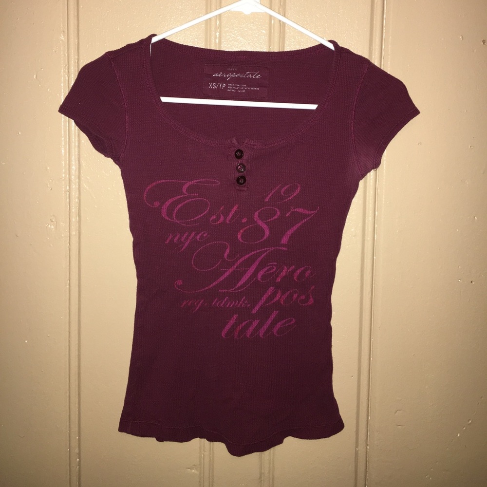 Aeropostale short sleeve shirt burgundy size xs