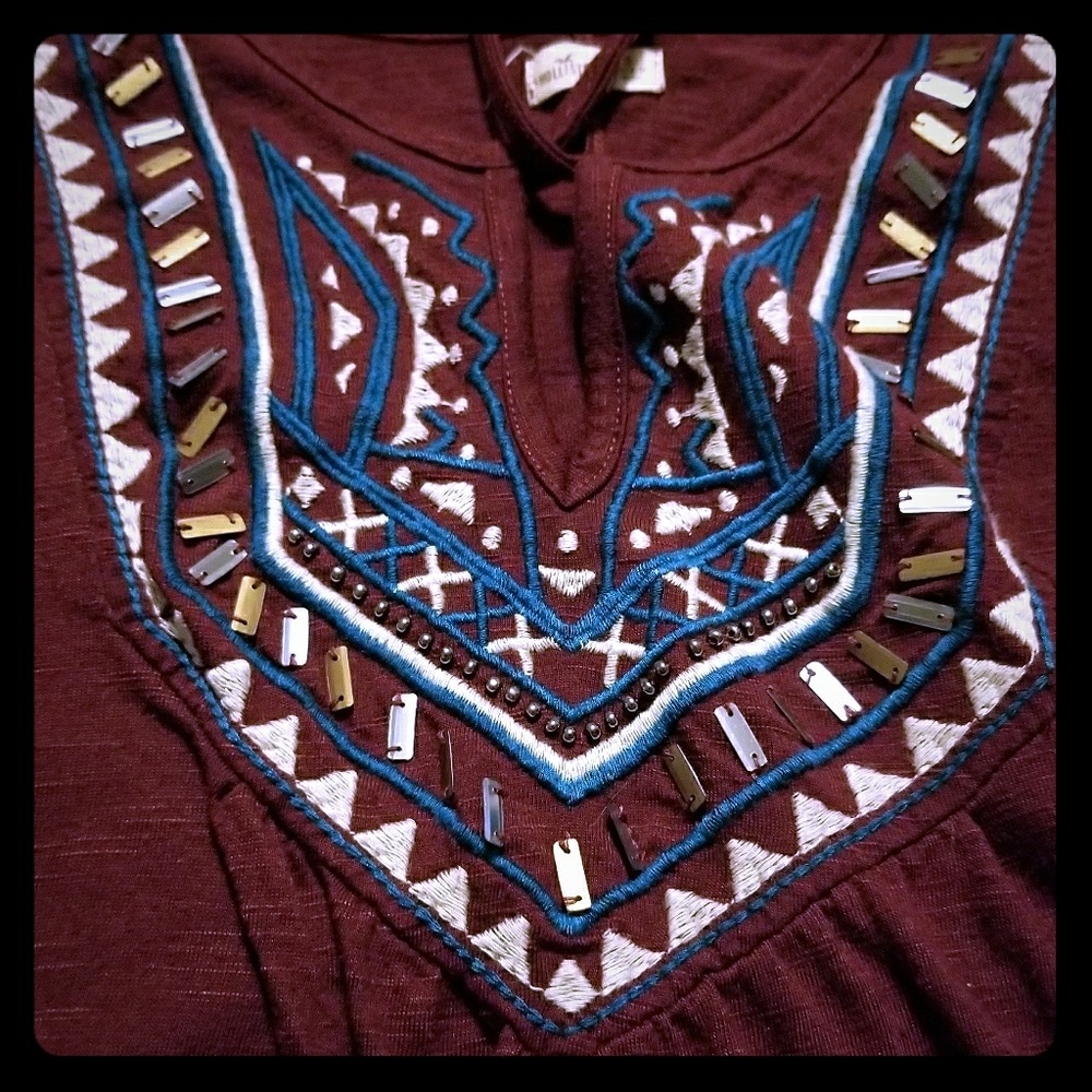 Hollister embroided blouse