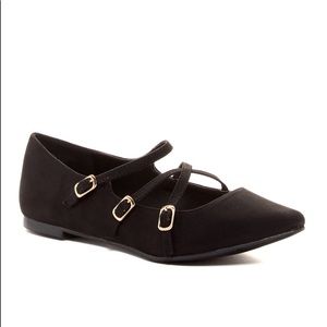 Black flats with 3 gold buckles!