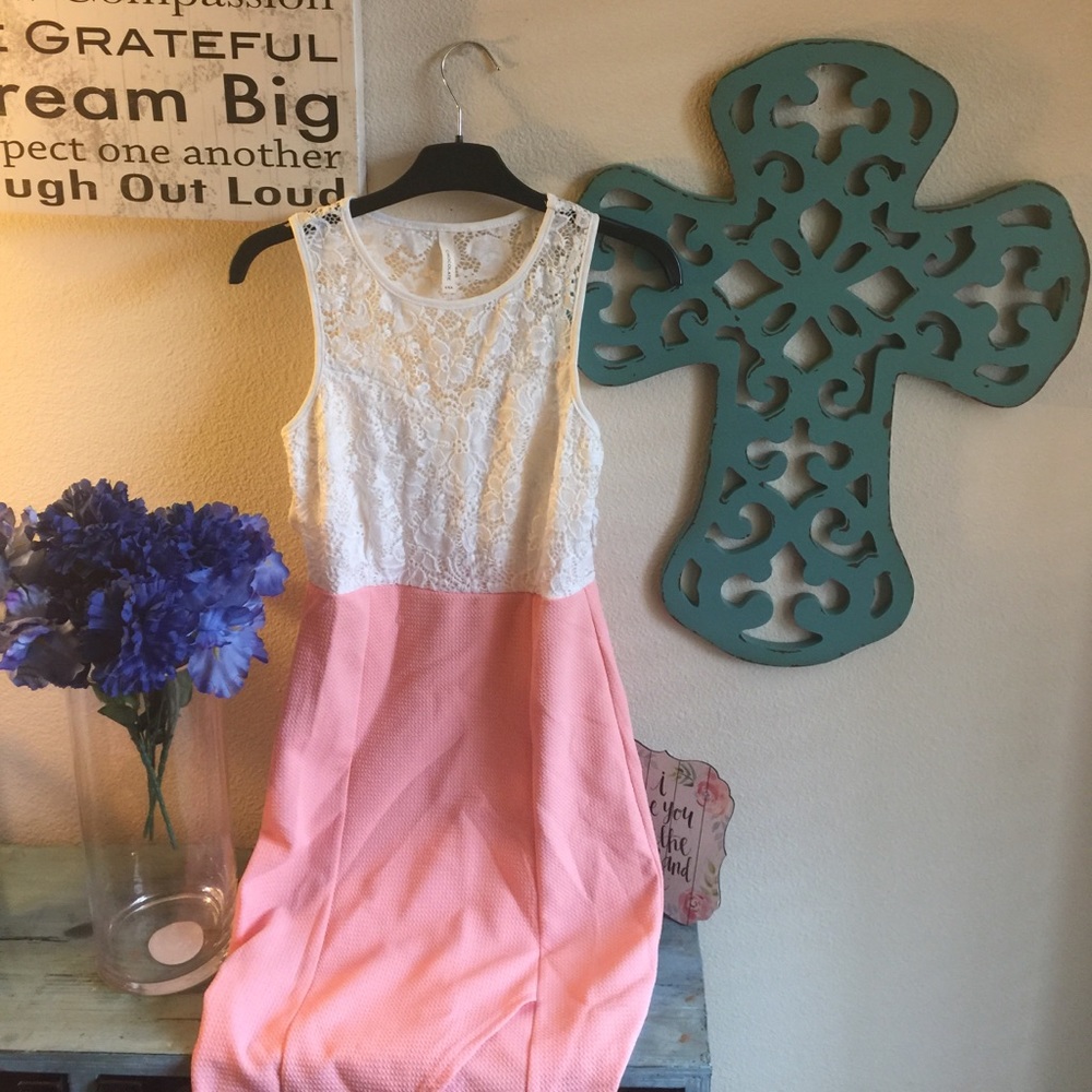 Pink and white dress