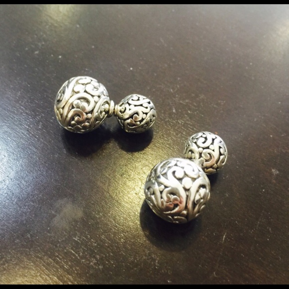 Sterling silver double ball earrings