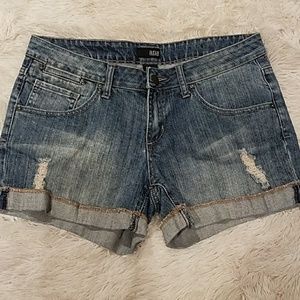 Womens distressed jean shorts