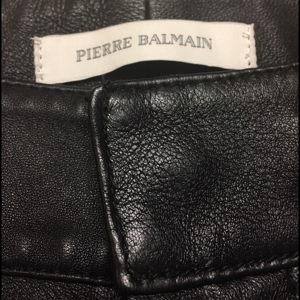 Balmain black leather pants