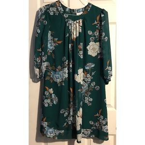 Forest Green Floral Shift Dress by Eva Mendes