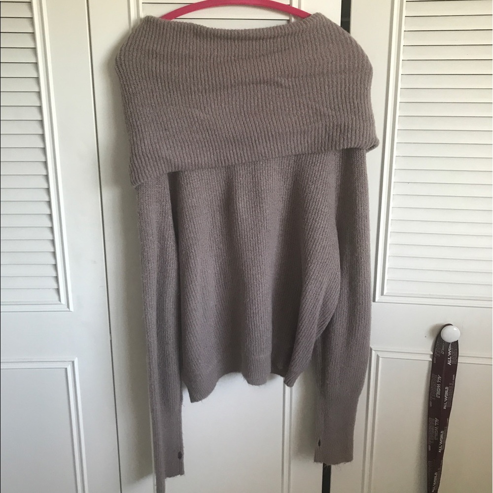 Taupe Sweater with shoulder shawl
