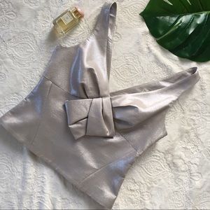 Silver Vneck Sleeveless Blouse