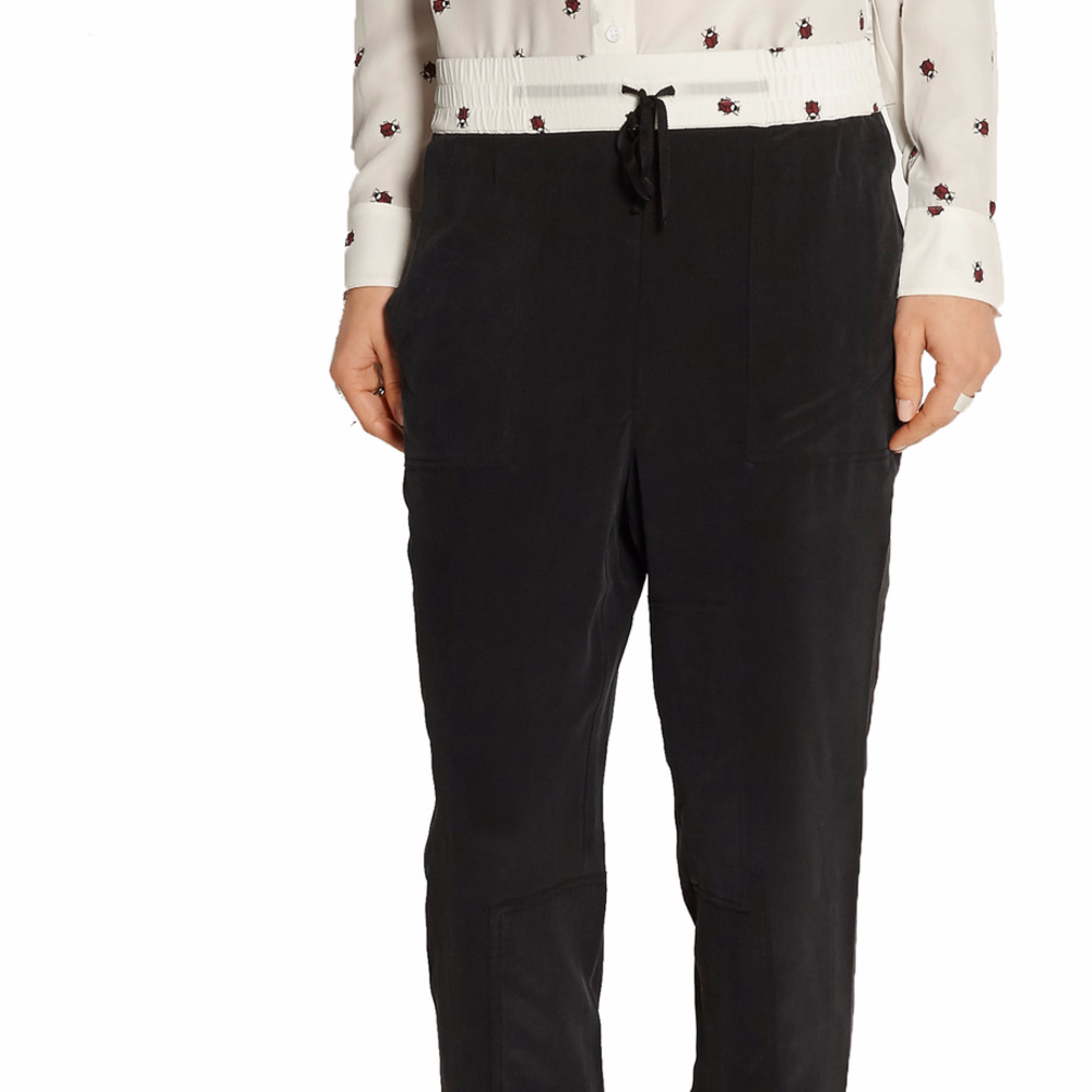 NEW Band of Outsiders Black Washed Silk Pants Sz 3