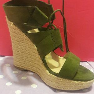Charlotte Russe olive suede wedge size 7