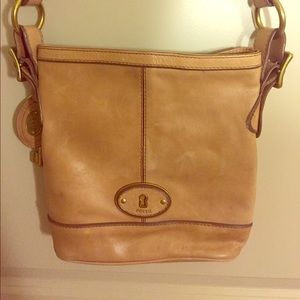 Tan Fossil cross body bag