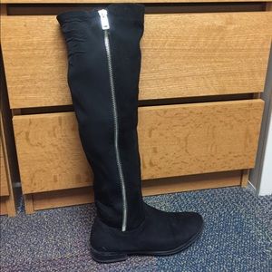 Over the knee black suede boots