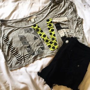 F21 Grey LOVE slouchy top