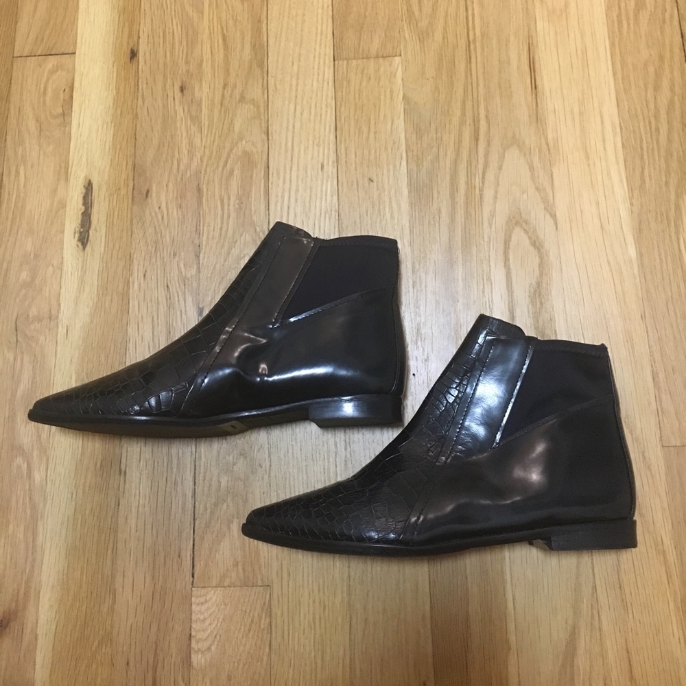 Tibi size 37 black leather 'philipa' ankle booties