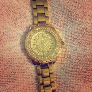 Rose Gold Rhinestone Watch