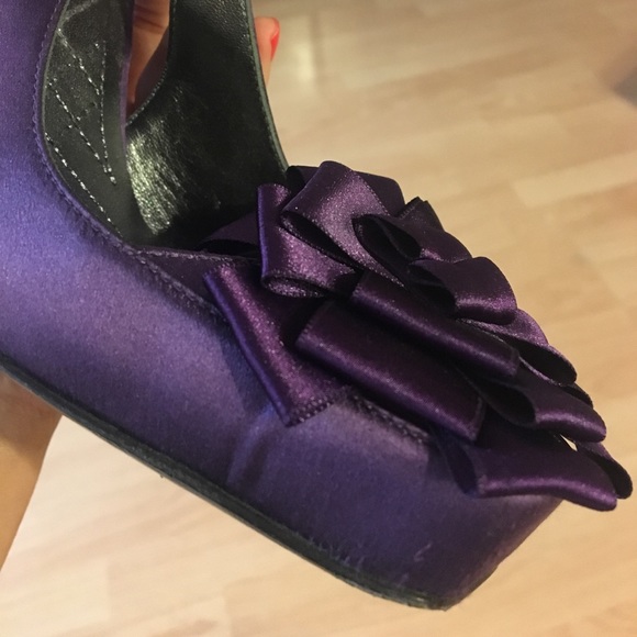 Alberta Ferretti purple satin slingbacks - Picture 4 of 8