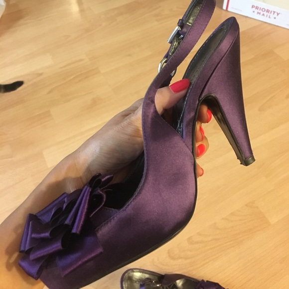 Alberta Ferretti purple satin slingbacks - Picture 6 of 8