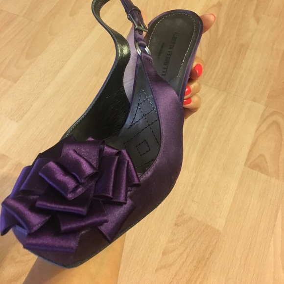 Alberta Ferretti purple satin slingbacks - Picture 8 of 8