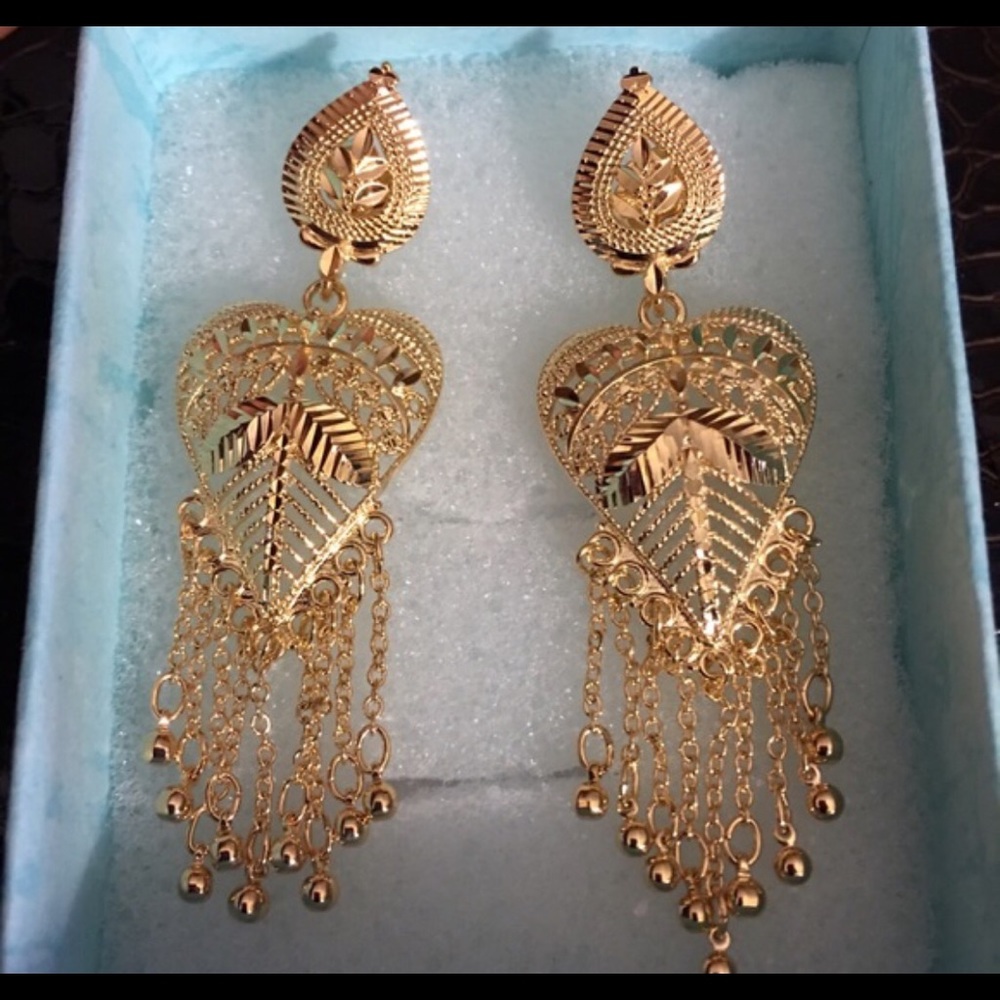 18k Yellow Gold Plated Laser Cut Earrings