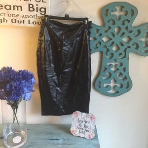 Leather black skirt
