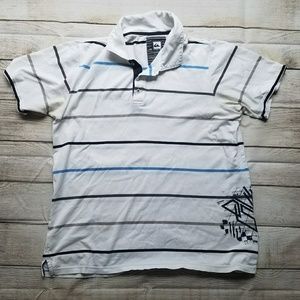 Quicksilver Short Sleeve Striped Polo Shirt Large