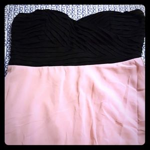 High low pink and black strapless dress