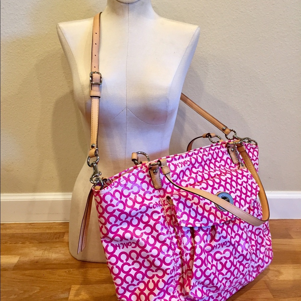 Coach small CC pink tote bag