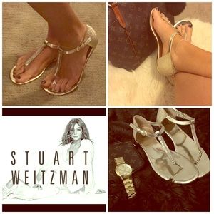 ✨STUART WEITZMAN gold crystal sandals