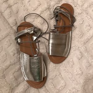 Topshop metallic leather wrap sandal!