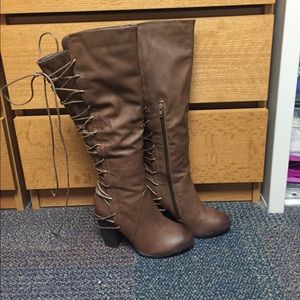 Back lace over the knee boots