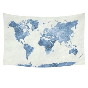 Watercolor world tapestry