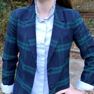 Loft navy and green plaid blazer