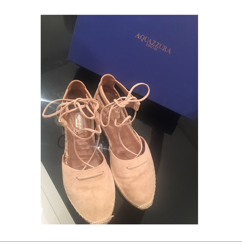Auth Aquazurra Belgravia Suede Lace up Espadrilles