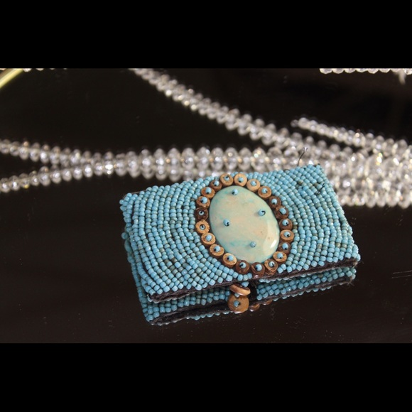 HANDMADE Turquoise beaded Cuff. Tribal - Picture 1 of 3