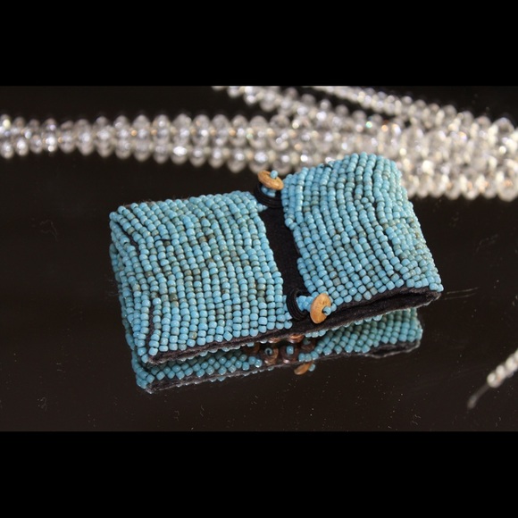 HANDMADE Turquoise beaded Cuff. Tribal - Picture 3 of 3
