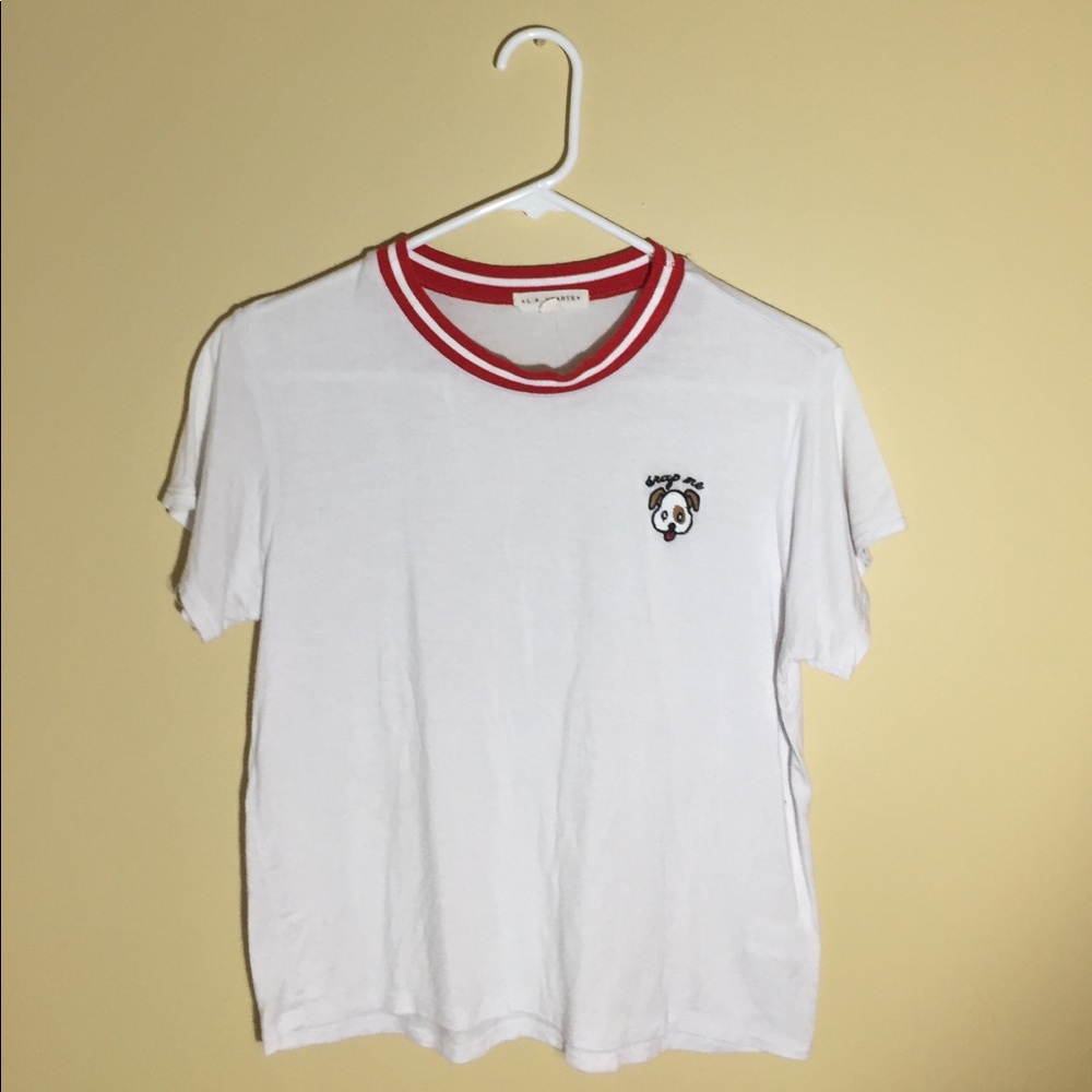 LA HEARTS WHITE DOG CROP TOP