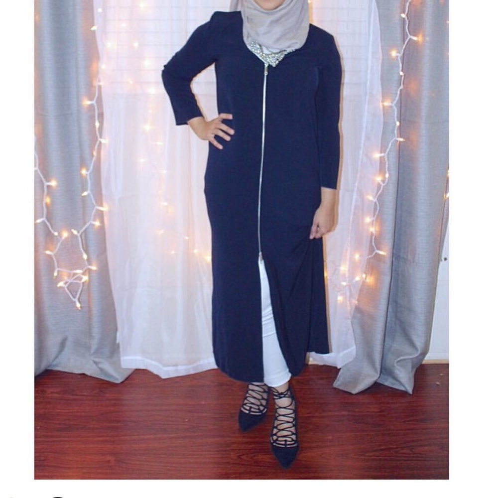 Navy blue zipper cardigan Zara