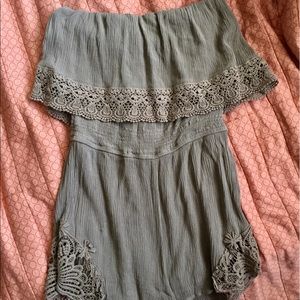 Army green lace romper