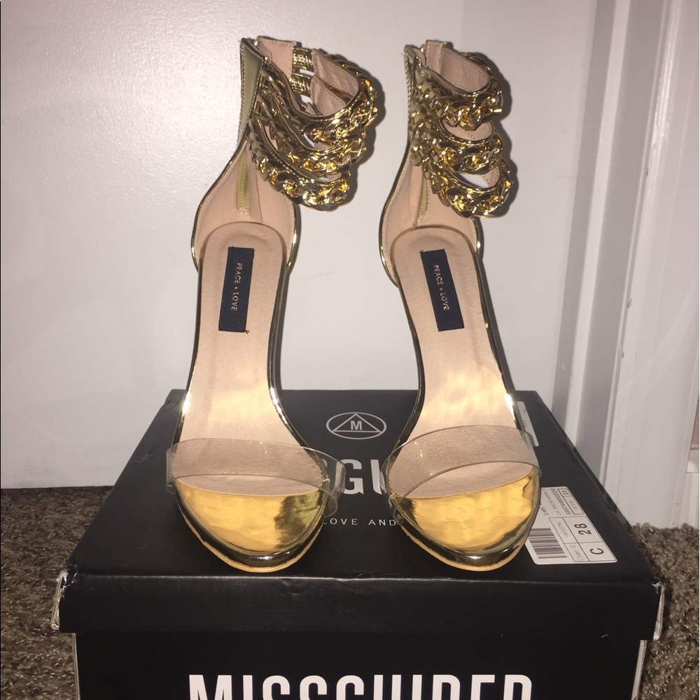 Gold clear strap heels