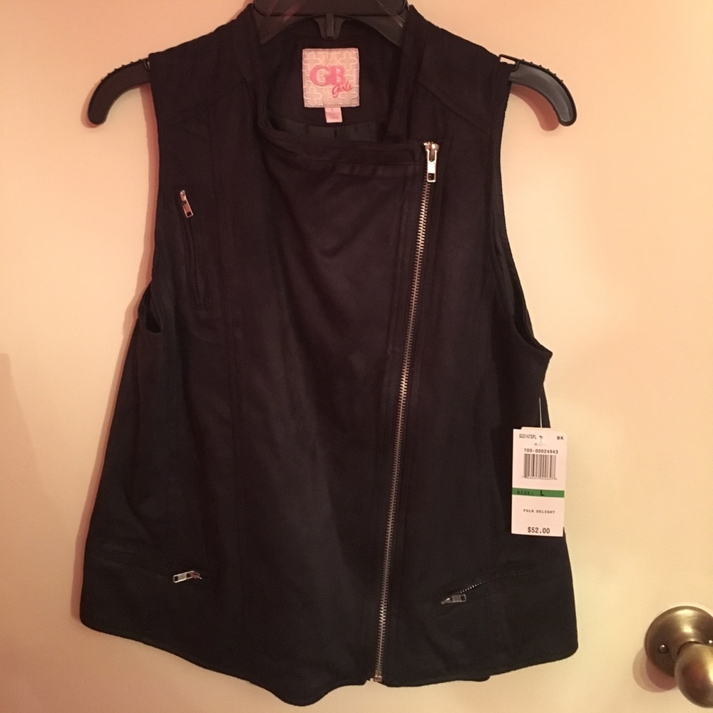 GB girls black suede feel vest