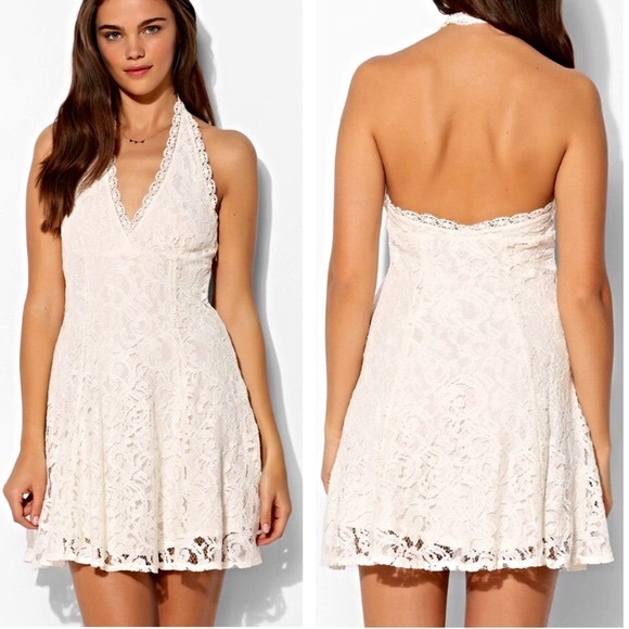 Kimchi Blue Dresses & Skirts - White Lace Halter Skater Dress