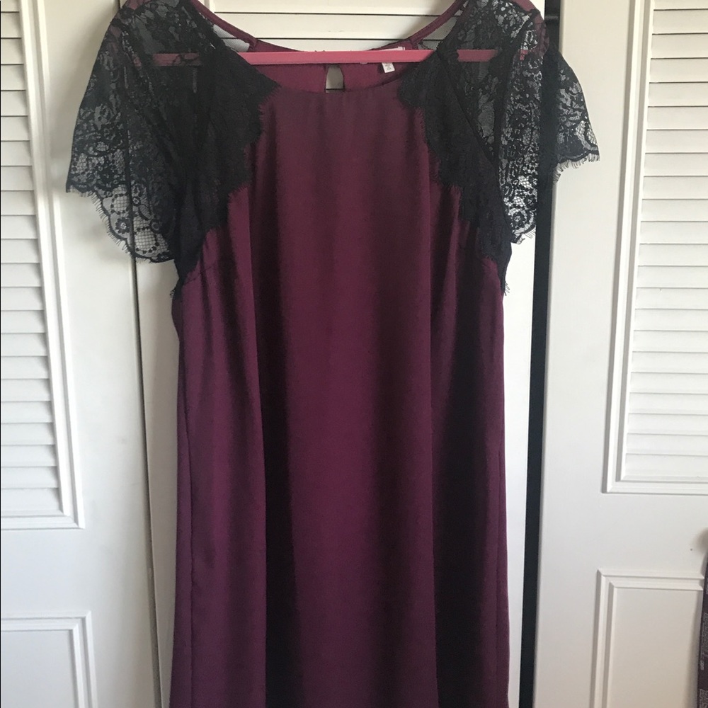 Burgundy Lace Flowy Dress