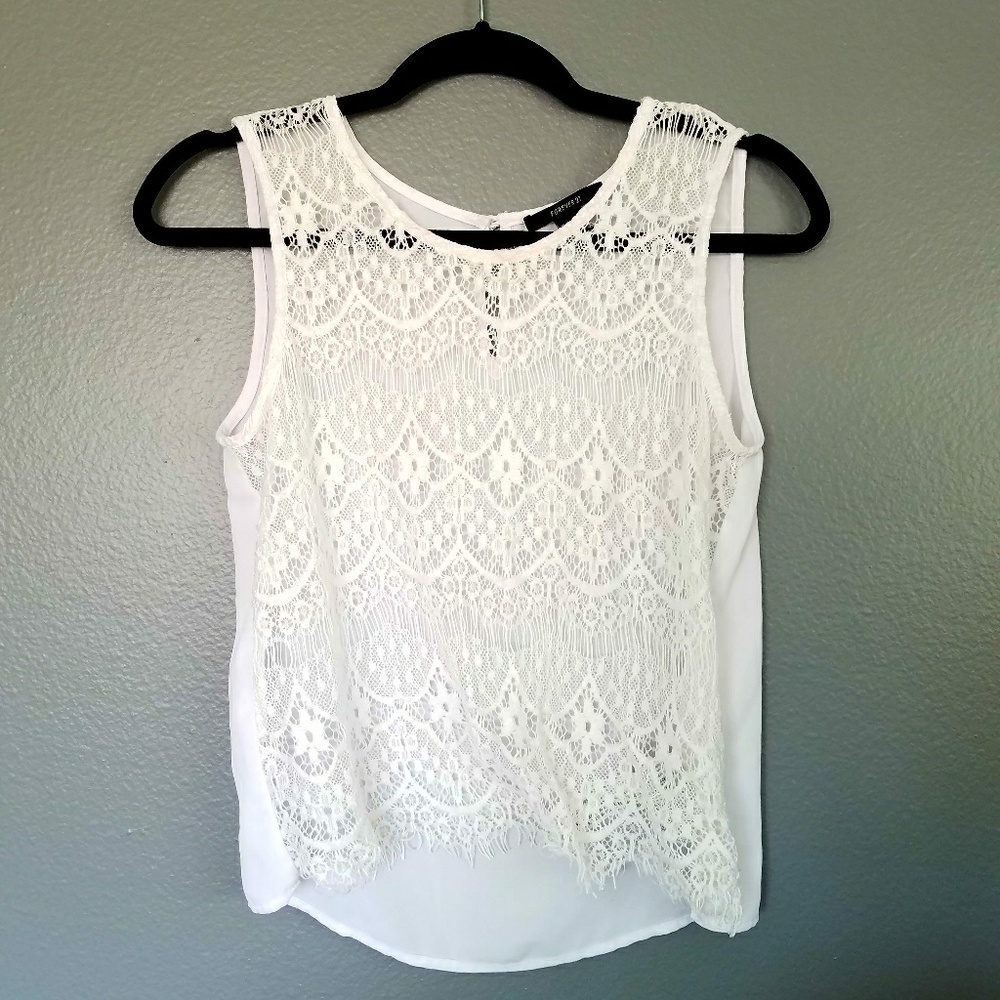 White Lace Summer Tank Top