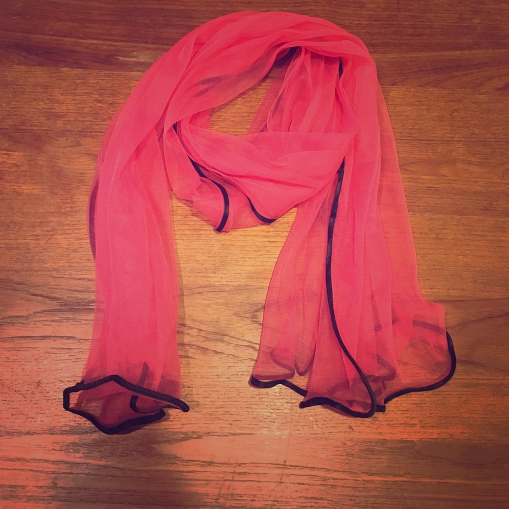 Pink scarf with black trim -Offers Accepted