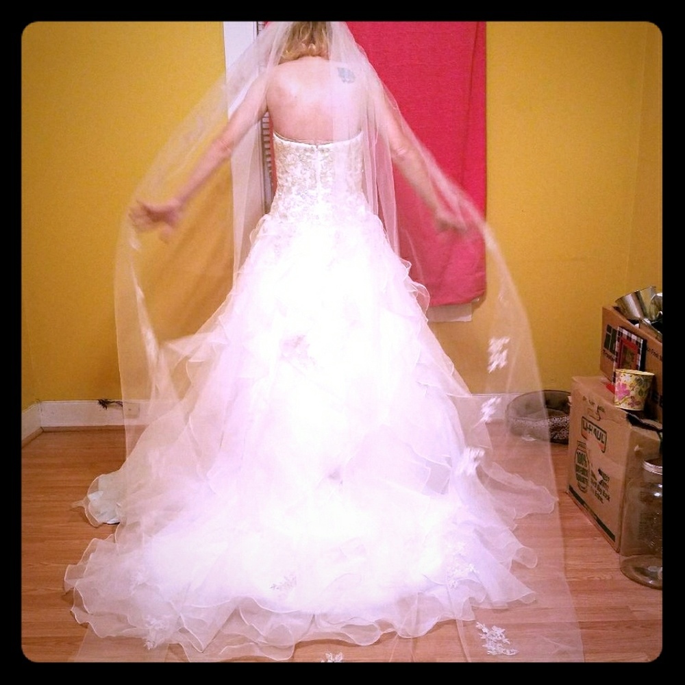Chapel length veil alfred angelo