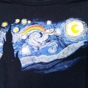 Starry Night Nyan Cat Cross Over Shirt