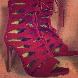 Call It Spring  lace-up, cut out ankle heels