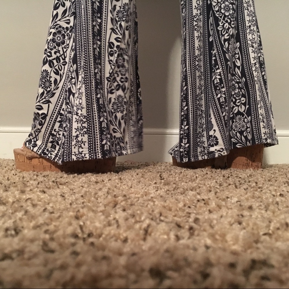 Print pants. Very flair out.