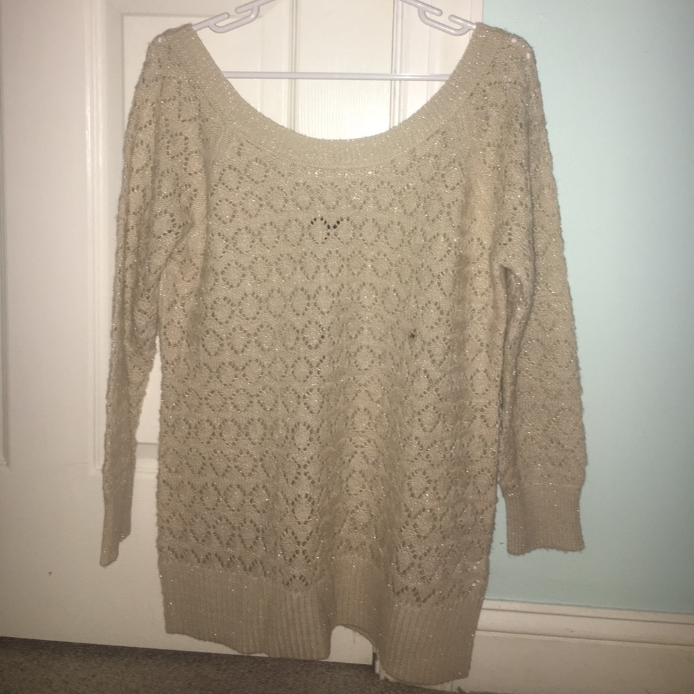 American Eagle sparkly beige sweater