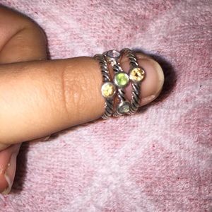 Three Ring Set with Colored Stones