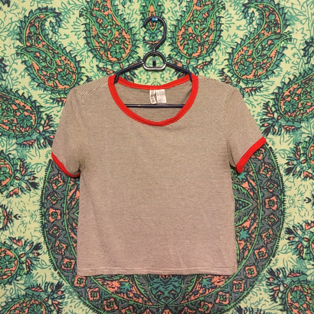 H&M Striped Cropped Ringer Tee