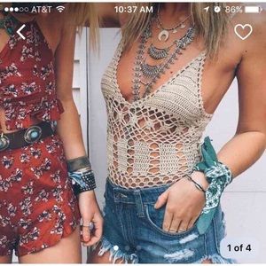 LF crochet tan bodysuit leo festival